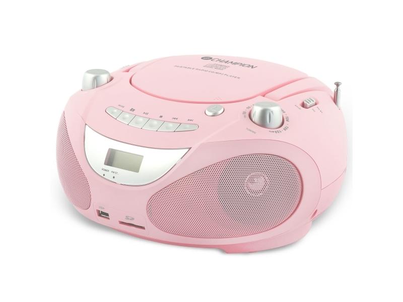 Boombox Cd Radio Mp3 Usb Pink fra Champion