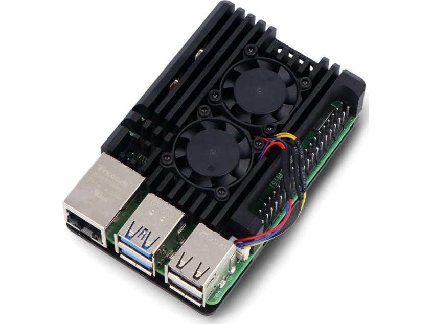 Oem Deksel For Raspberry Pi 5 Med To Vifter   Aluminium   Svart} fra Oem