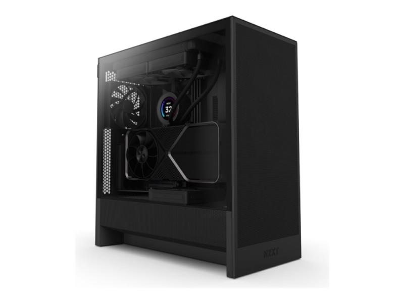 Nzxt H Series H5 Flow   Mid Tower   Utvidet Atx  E Atx    Sidepanel Med Vindu  Herdet Glass    Ingen Strømforsyning   Svart   Usb Lyd fra Nzxt