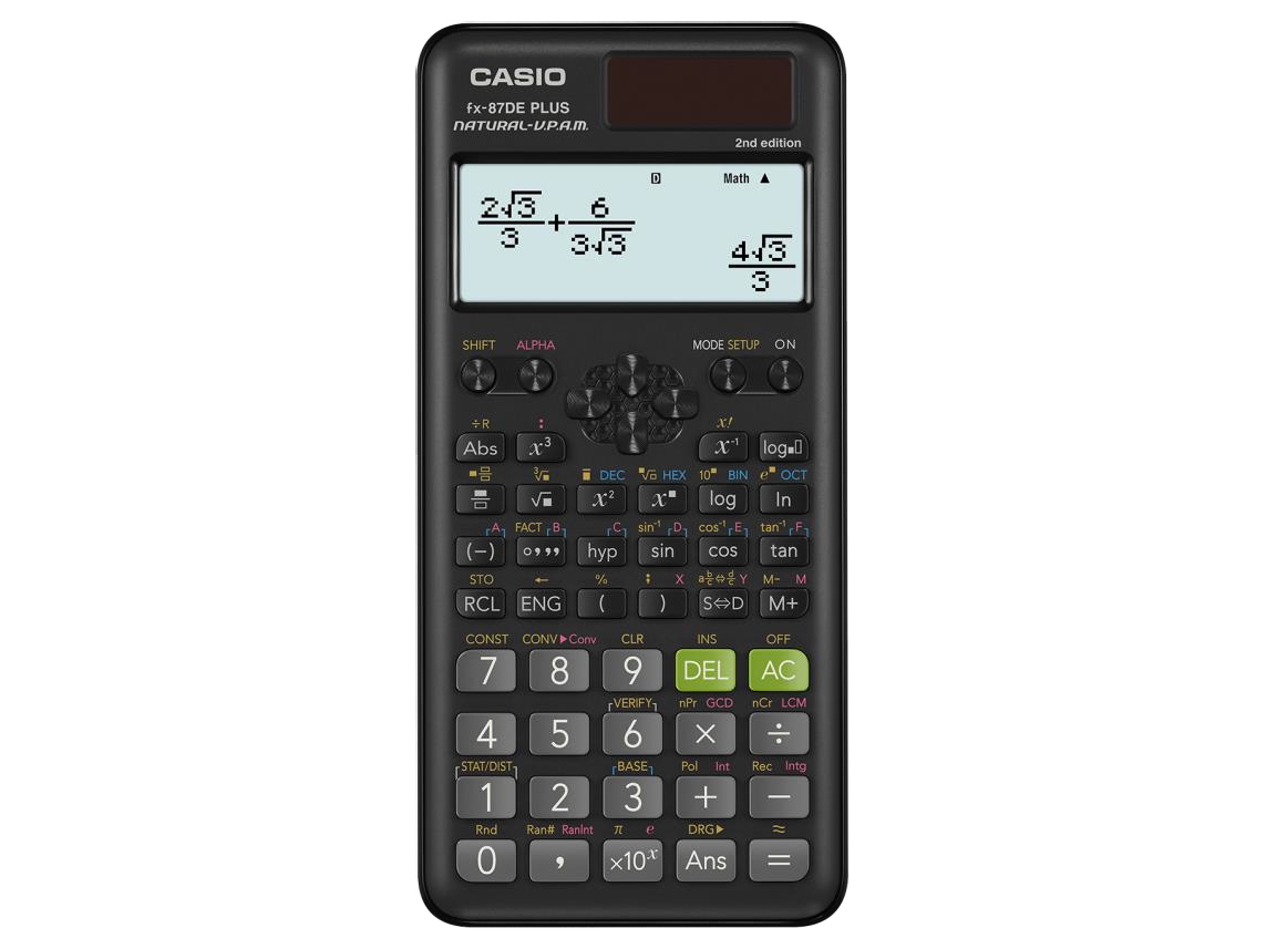 Casio Fx 87de Plus 2nd Edition  Lomme  Vitenskaplig  12 Sifre  10 Linjer  Batteri Solcelle  Sort fra Casio