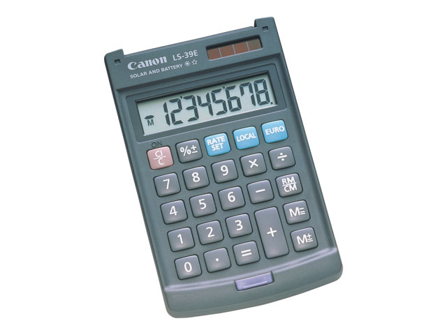 Canon Ls 39e   Lommekalkulator   8 Sifre   Solpanel  Batteri   Mørk Grå fra Canon