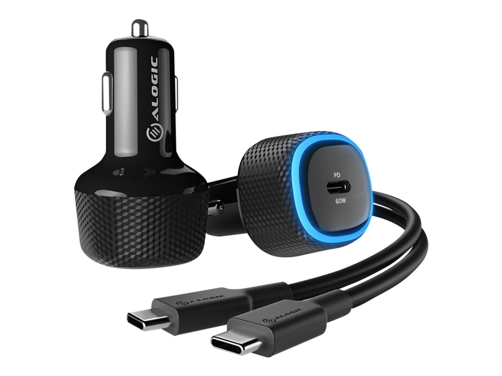 Alogic Rapid   Bilstrømadapter   60 Watt   Fast Charge  Pd  24 Pin Usb C    På Kabel: Usb C fra Alogic