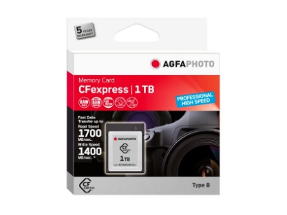Agfaphoto Cfexpress Professional  1000 Gb  Cfexpress  Nand  1700 Mb S  1400 Mb S  Kuldebestandig  Varme Motstandig  Sjokkresistent  Røntgenbestandig fra Agfa