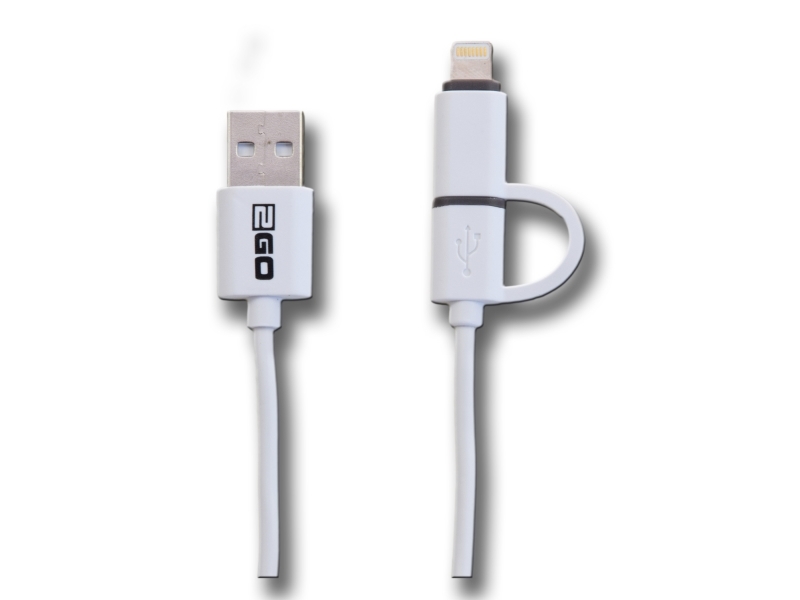 2go 795637  1 M  Usb A  Micro Usb B Lightning  Hvit fra 2go