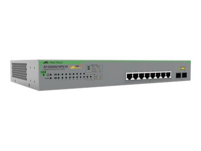 Allied Telesis At Gs950 10ps V2   Switch   Smart   8 X 10 100 1000  Poe+  + 2 X 1000base X   Stasjonær  Rackmonterbar  Veggmonterbar   Poe+  75 W  fra Allied Telesyn International