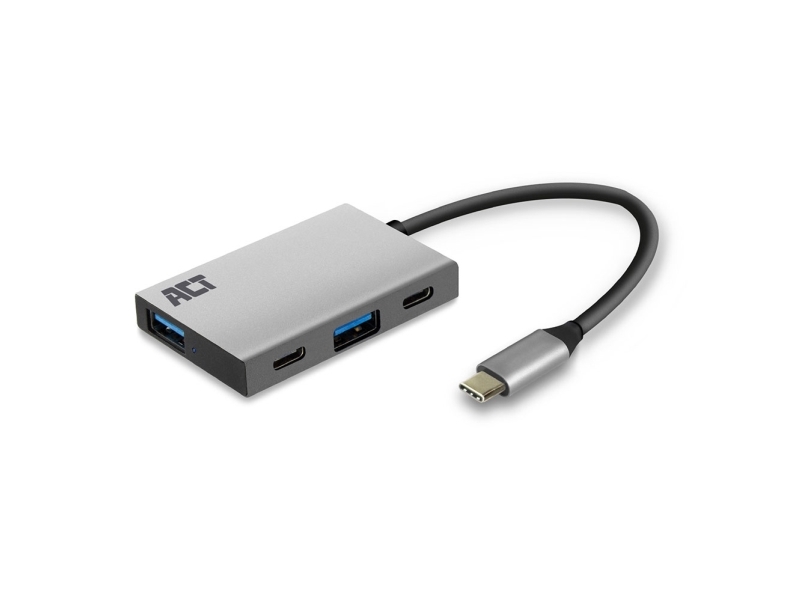 Act Usb C Hub  Number Of Ports: 2x Usb C Female   2x Usb A Female  Cable Length 0.15m  Aluminium Housing Usb C   2xusb C  2xusb A  Hub  Ac7070  fra Act