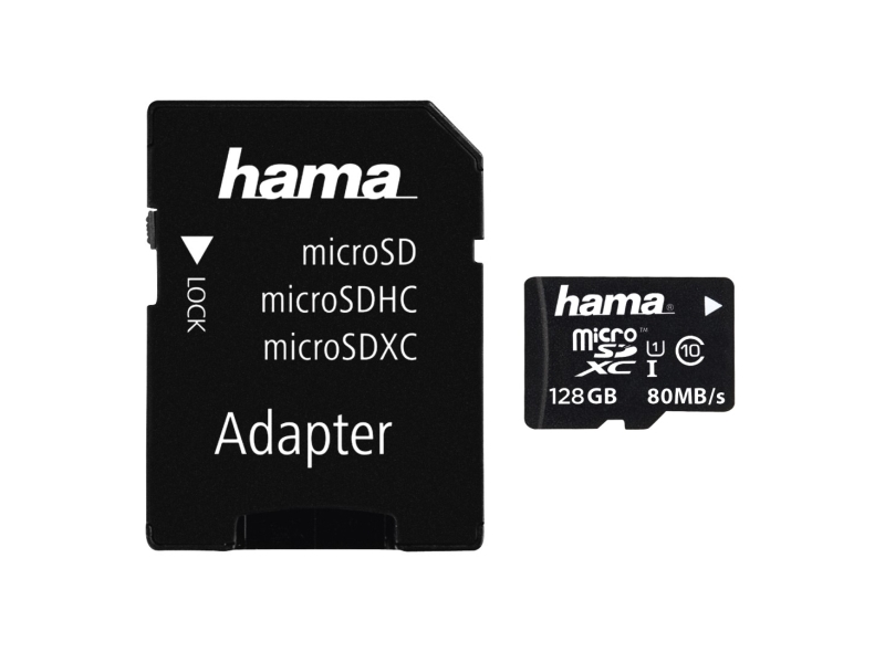 Hama 128gb Microsdxc  128 Gb  Microsdxc  Klasse 10  Uhs I  80 Mb S  Svart fra Hama