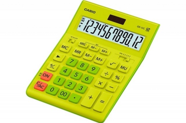 Casio Gr 12c Gn Kontorregnemaskine Lime Grøn  12 Cifret Display fra Casio