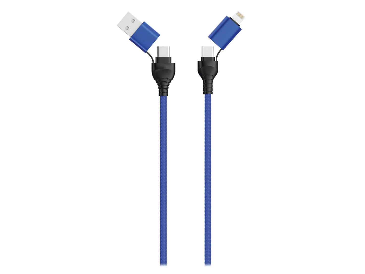 2go 797368  1 2 M  Usb A Usb C  Usb C Lightning  Sort  Blå fra 2go