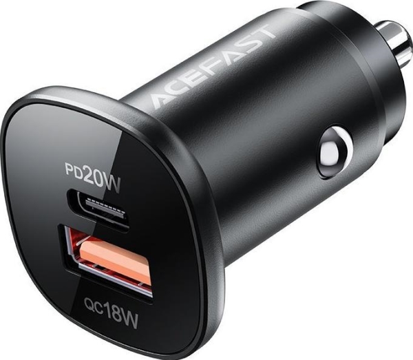 Acefast Lader Acefast Billader 38w Usb Type C   Usb  Pps  Strømforsyning  Quick Charge 3.0  Afc  Fcp Svart  B1 Svart  fra Acefast