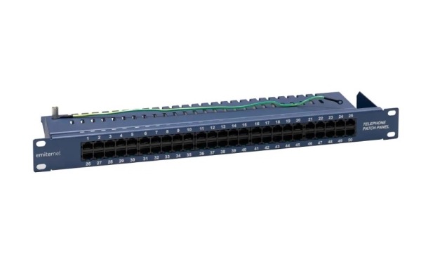Emiternet 19" Telephone Panel Isdn 50xrj45  1u  Blue Fn Tel Fa850kt5084bk fra Emiter