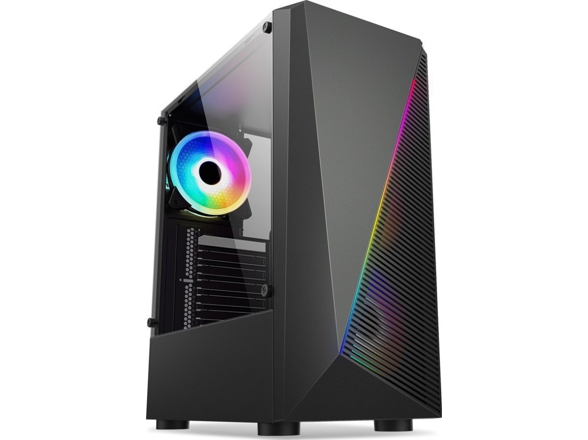 1stcool Veske Shark 2  Medium Tårn  Au  Usb 3.0  Uten Strømforsyning  Rgb Vifte  Gjennomsiktig Sidepanel  Svart  Ml Shark2 Au Usb3  fra 1stcool