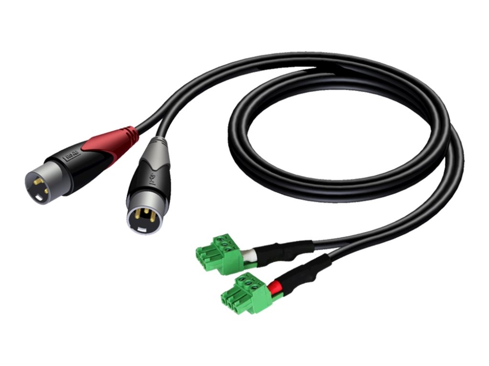 Audac Cla834   Lydkabel   Xlr3 Hann Til 3 Pins Terminalblokk   1 M   Skjermet fra Audac