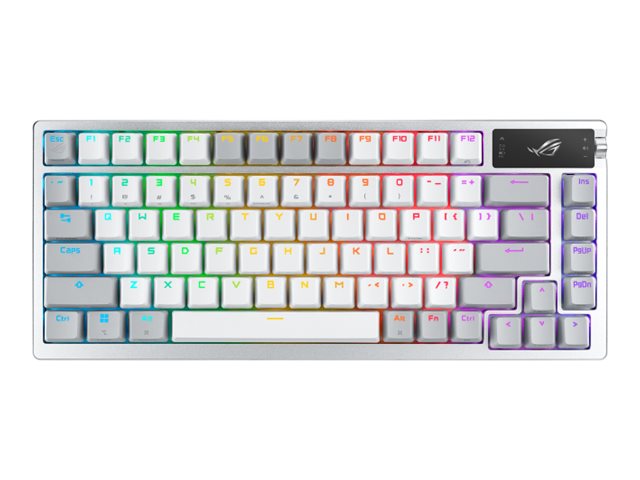 Asus Rog Azoth   Tastatur   Med Oled Display   Backlit   Trådløs   Usb  2.4 Ghz  Bluetooth 5.1   Tastsvitsj: Rog Nx   Månelyshvit fra Asus