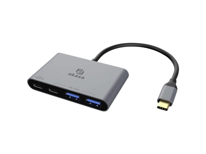 Akasa Usb Type C 4 In 1 Hub 4 Porte Usb C®  Usb 3.1  Multiport Hub Med Usb C Stik  Med Hurtig Opladningsport Aluminium  Anodiseret  fra Akasa