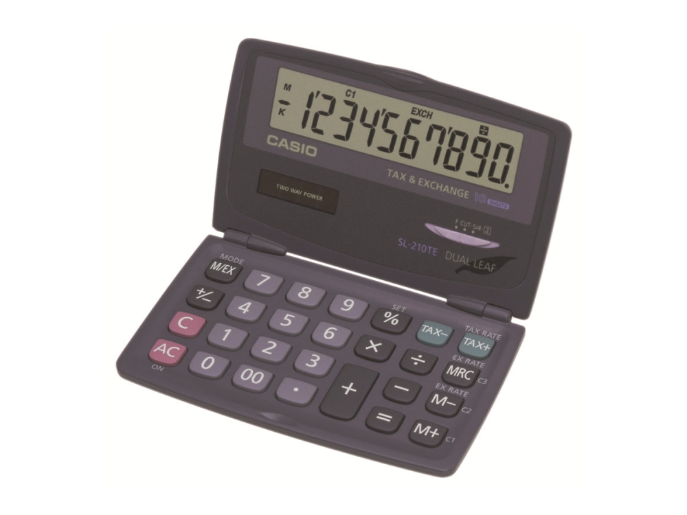 Casio Sl 210te   Lommekalkulator   10 Sifre   Solpanel  Batteri fra Casio