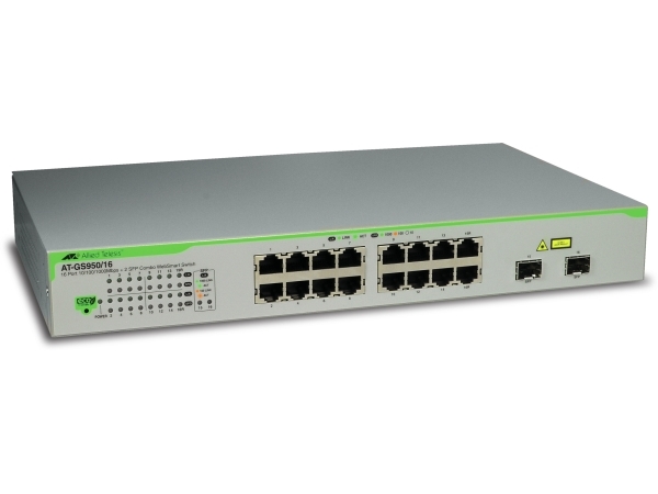 Allied Telesis At Gs950 16 Websmart Switch   Switch   Styrt   16 X 10 100 1000 + 2 X Gbic   Stasjonær fra Allied Telesyn International